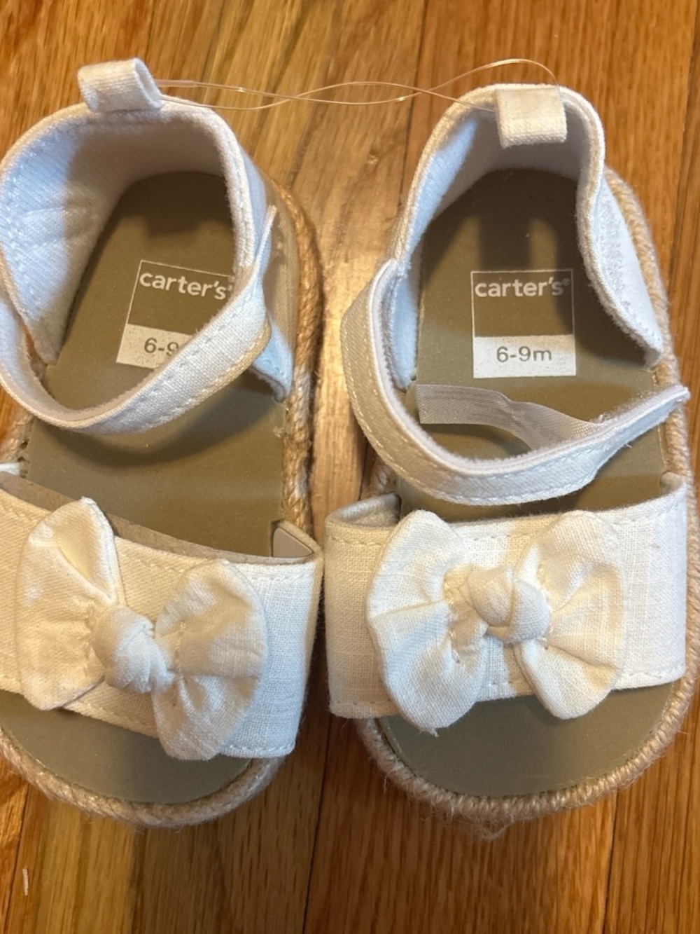 Carter's White Baby Bow Espadrille-Style Sandals